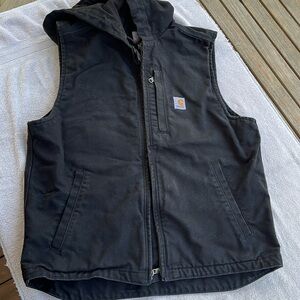 Black Carhartt Medium Denium vest with hood